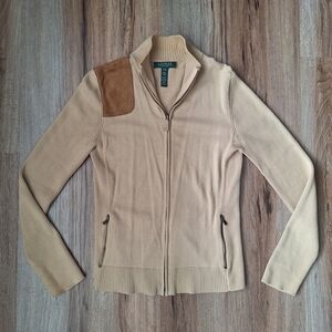 Lauren Ralph Lauren Womens Tan Ribbed Utility Jacket Size Petite Medium
